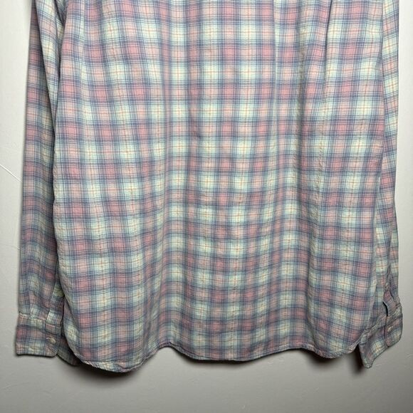 Faherty Blue Pink White Plaid Long Sleeve Cotton Men's Shirt Size XXL - Picture 7 of 14